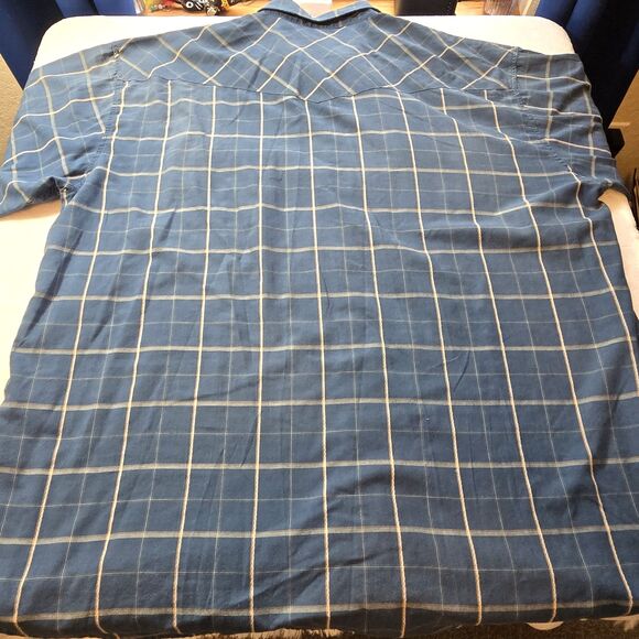 Falcon Bay Mens Blue Plaid Pearl Snap Western Shirt 3XLT Pockets Long Sleeve - Picture 2 of 6